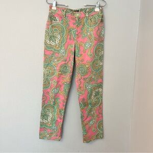 Ralph Lauren Pink/Green Cotton Paisley Pants